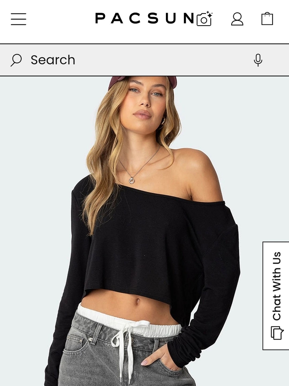 Edikted Black Cropped Off-Shoulder top